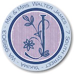 Name Doodles - Round Address Labels/Stickers (Floral Caps Blue)